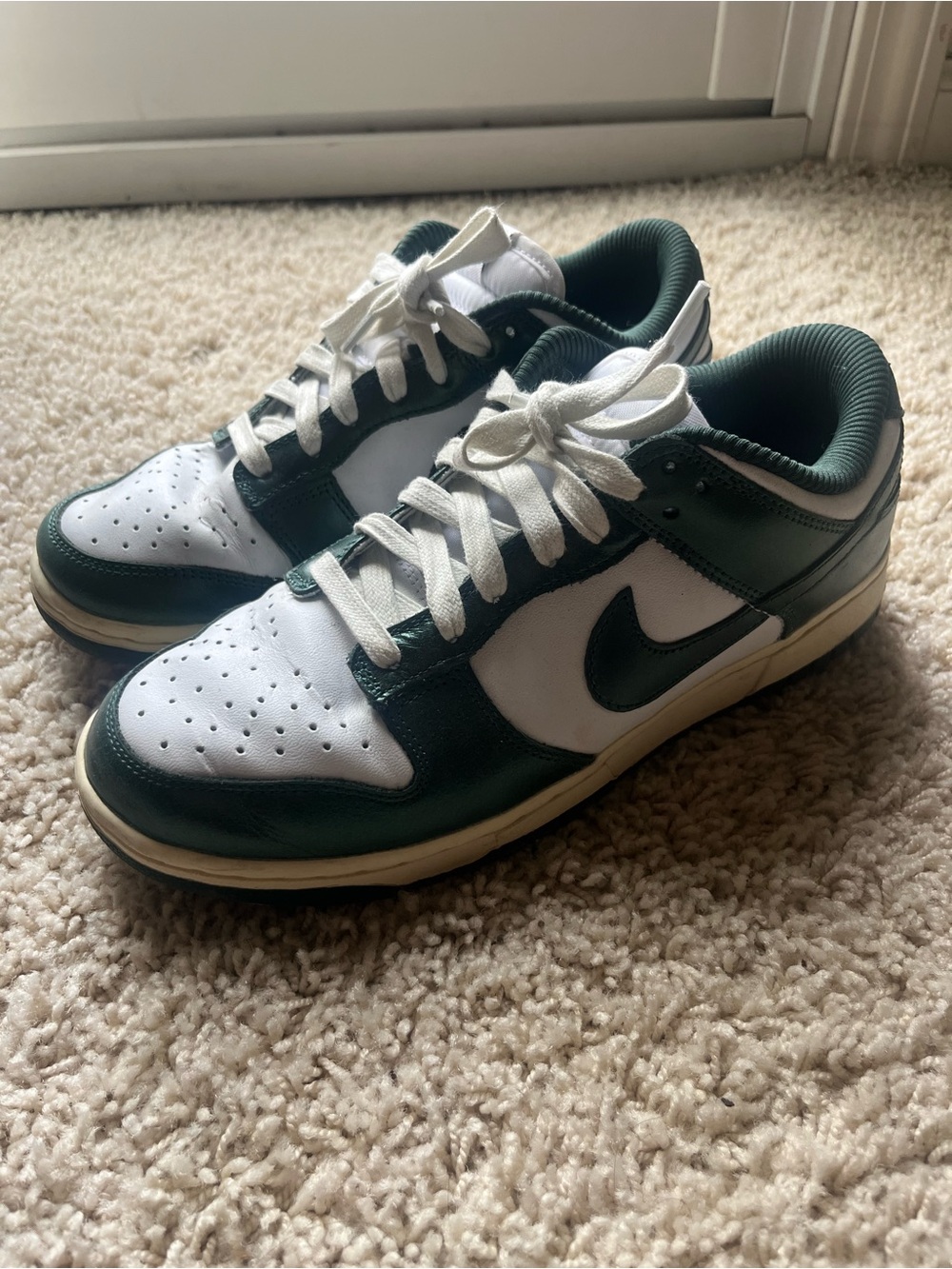 Nike Low-Top Sneakers in White and Dark Green